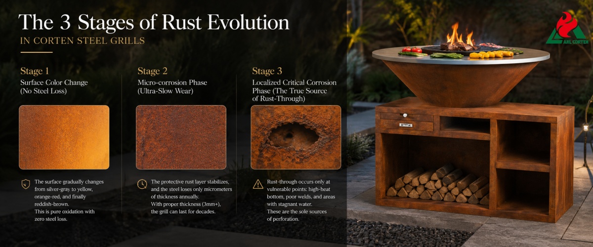 Rust Corten Steel Barbecue Grill Outdoor Kitchen